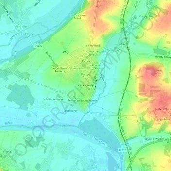 Topografische Karte Les Rochiers, Höhe, Relief