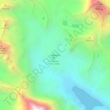 Topografische Karte Dzonglha, Höhe, Relief