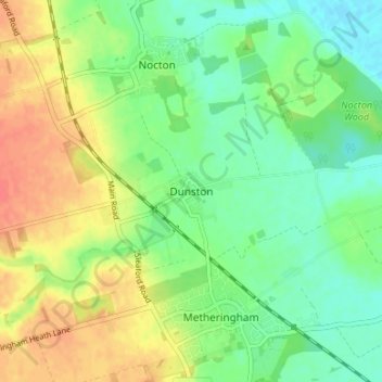Topografische Karte Dunston, Höhe, Relief