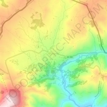 Topografische Karte Moimenta, Höhe, Relief