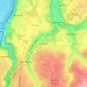 Topografische Karte Feneur, Höhe, Relief