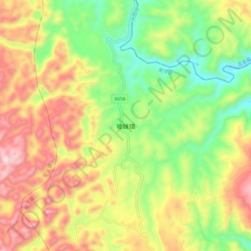 Topografische Karte 坡妹镇, Höhe, Relief
