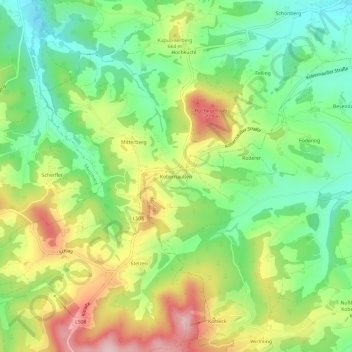 Topografische Karte Kobernaußen, Höhe, Relief