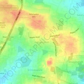 Topografische Karte Kattigenahalli, Höhe, Relief