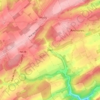 Topografische Karte Vien, Höhe, Relief