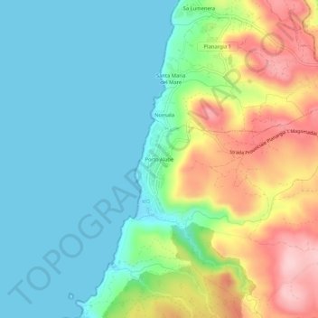 Topografische Karte Porto Alabe, Höhe, Relief