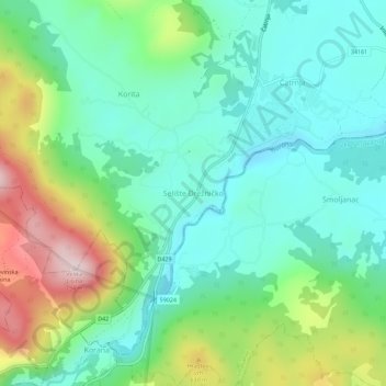 Topografische Karte Selište Drežničko, Höhe, Relief