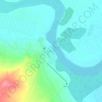 Topografische Karte Berenty, Höhe, Relief