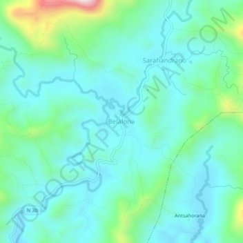 Topografische Karte Belalona, Höhe, Relief