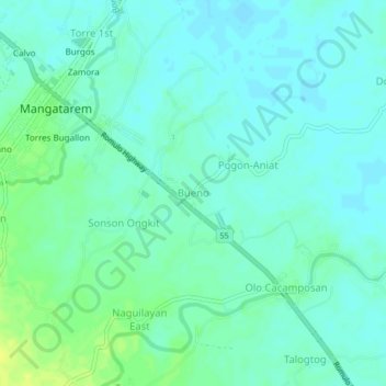 Topografische Karte Bueno, Höhe, Relief