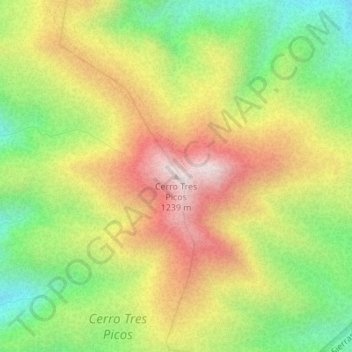 Topografische Karte Cerro Tres Picos, Höhe, Relief