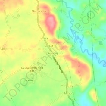 Topografische Karte Anislag, Höhe, Relief