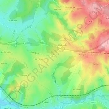 Topografische Karte Les Espalus, Höhe, Relief