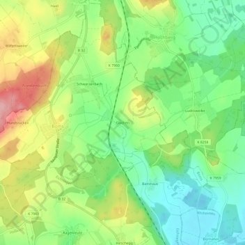 Topografische Karte Glochen, Höhe, Relief