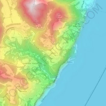 Topografische Karte Voltino, Höhe, Relief