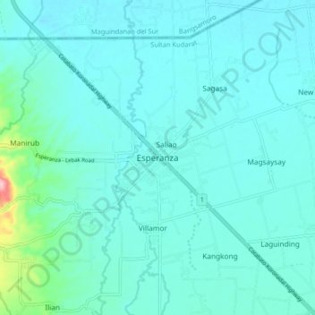 Topografische Karte Esperanza, Höhe, Relief