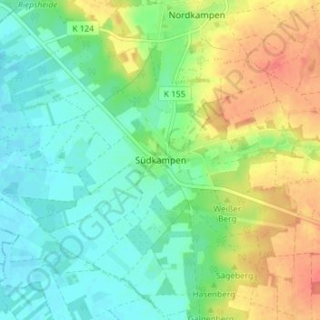 Topografische Karte Südkampen, Höhe, Relief