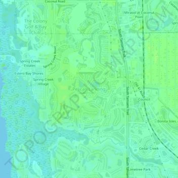Topografische Karte Bonita Springs, Höhe, Relief