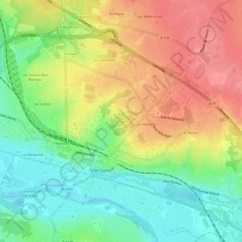 Topografische Karte Le Goyer, Höhe, Relief