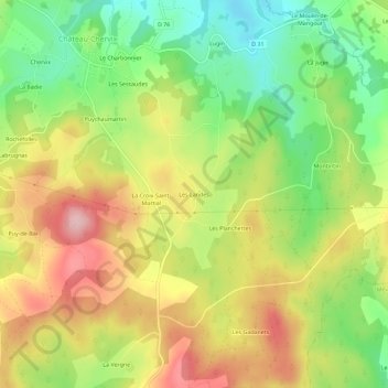 Topografische Karte Les Landes, Höhe, Relief