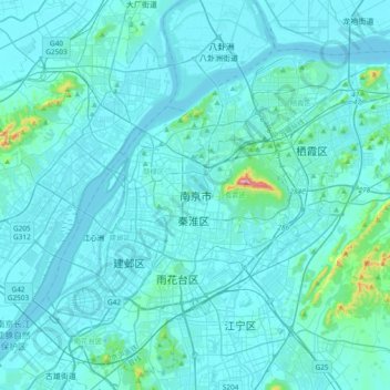 Topografische Karte Nankin, Höhe, Relief