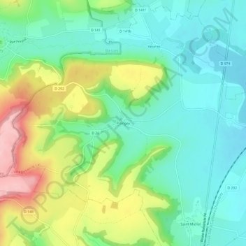 Topografische Karte Prangey, Höhe, Relief