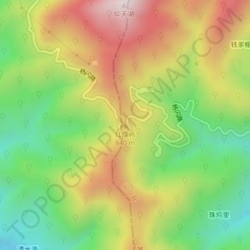 Topografische Karte 红旗岭, Höhe, Relief