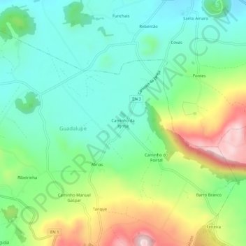 Topografische Karte Caminho da Igreja, Höhe, Relief