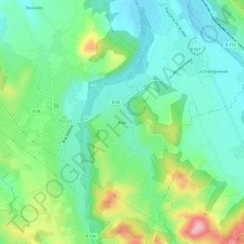 Topografische Karte Rigal, Höhe, Relief