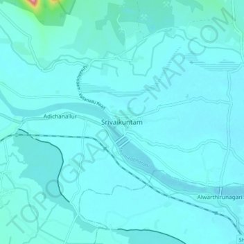 Topografische Karte Srivaikuntam, Höhe, Relief