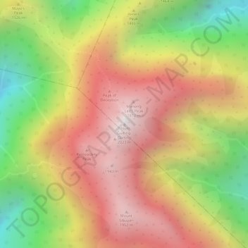Topografische Karte Mount Guiting-Guiting, Höhe, Relief