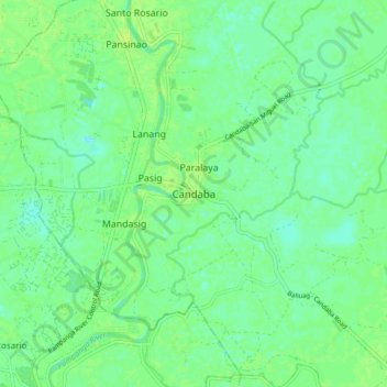 Topografische Karte Candaba, Höhe, Relief