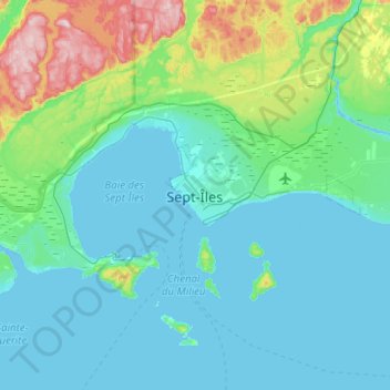 Topografische Karte Sept-Îles, Höhe, Relief