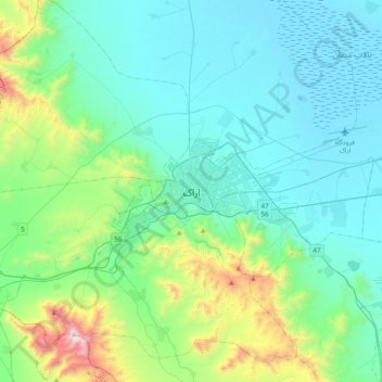 Topografische Karte Arak, Höhe, Relief