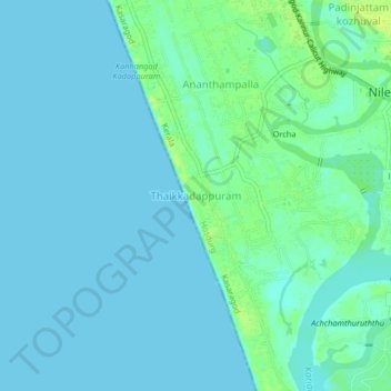 Topografische Karte Thaikkadappuram, Höhe, Relief
