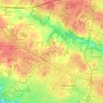 Topografische Karte La Rousselière, Höhe, Relief