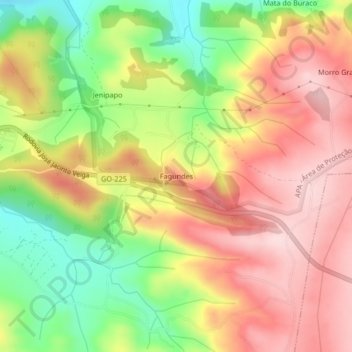 Topografische Karte Fagundes, Höhe, Relief