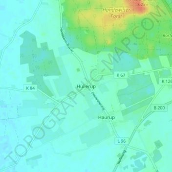 Topografische Karte Hüllerup, Höhe, Relief