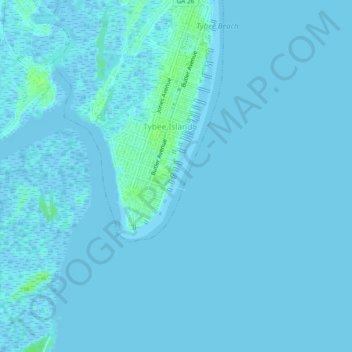 Topografische Karte Savannah Beach, Höhe, Relief