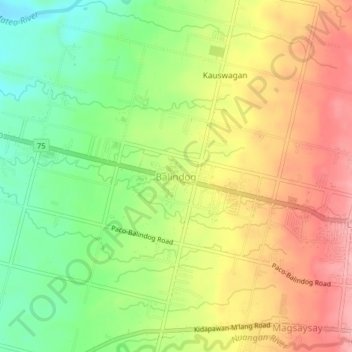 Topografische Karte Balindog, Höhe, Relief