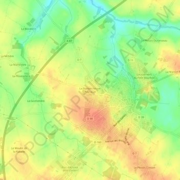 Topografische Karte La Maison Neuve Paynaud, Höhe, Relief