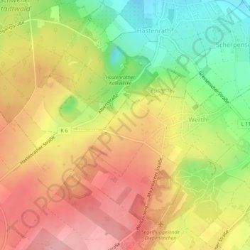 Topografische Karte Kuhtrift, Höhe, Relief