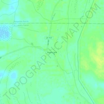Topografische Karte Bayou Jack, Höhe, Relief
