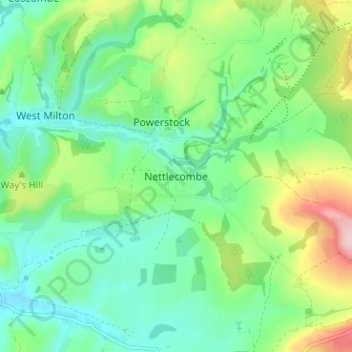 Topografische Karte Nettlecombe, Höhe, Relief