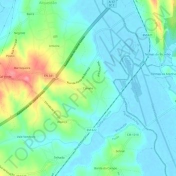 Topografische Karte Calvete, Höhe, Relief