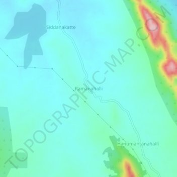 Topografische Karte Ramanahalli, Höhe, Relief