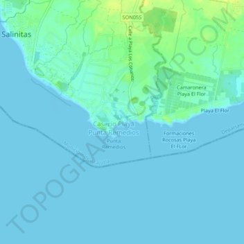 Topografische Karte Playa Los Cóbanos, Höhe, Relief