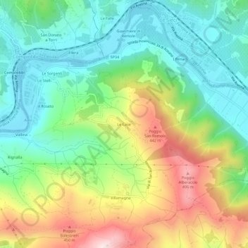 Topografische Karte Le Case, Höhe, Relief