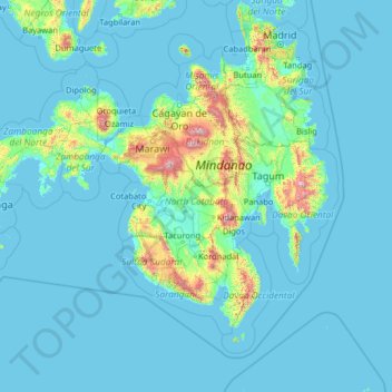 Topografische Karte North Cotabato, Höhe, Relief