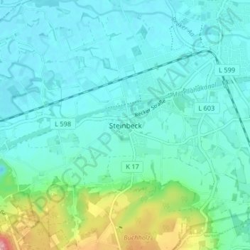 Topografische Karte Steinbeck, Höhe, Relief